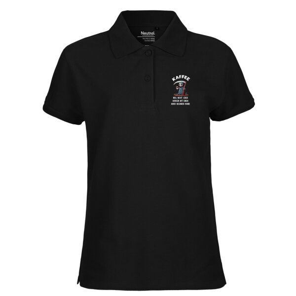 Damen Polo Shirt Kaffee weil morgens keinen Mord Sensenmann