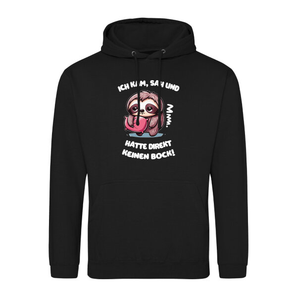 Unisex Hoodie Kam sah und direkt keinen Bock Faultier