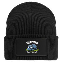 Beanie mit Patch Nölpferd, alles kacke Nilpferd Black