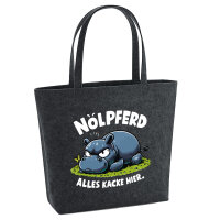 Filz Shopper Nölpferd, alles kacke Nilpferd 22 Liter