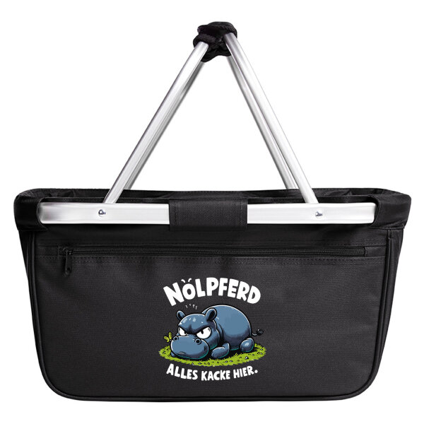 Einkaufskorb faltbar Nölpferd, alles kacke Nilpferd 20 Liter Black