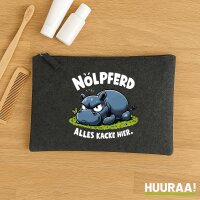 Kulturbeutel Nölpferd, alles kacke Nilpferd 1 Liter Charcoal