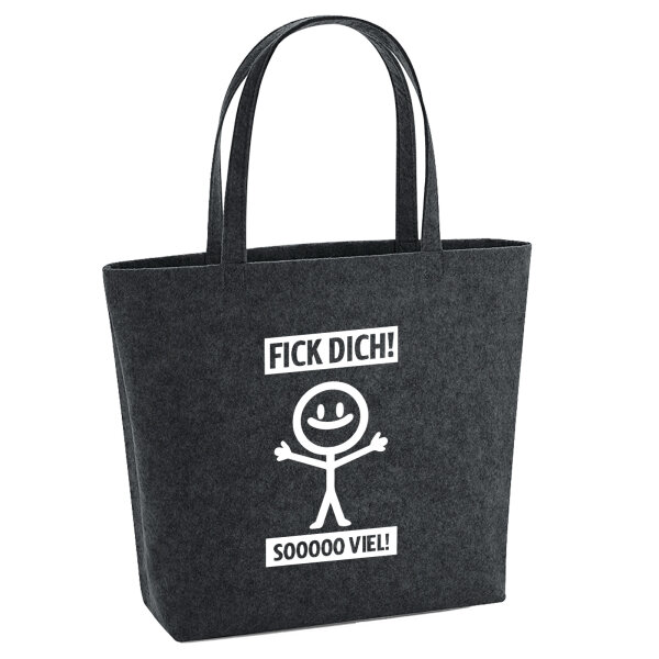 Filz Shopper F*ck dick so viel Strichmännchen 22 Liter