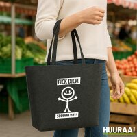 Filz Shopper F*ck dick so viel Strichmännchen 22 Liter
