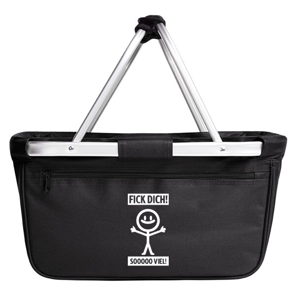 Einkaufskorb faltbar F*ck dick so viel Strichmännchen 20 Liter Black
