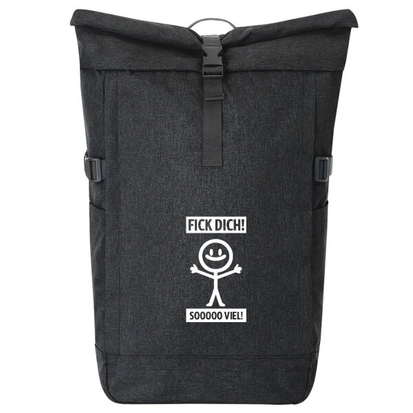 Kurierrucksack F*ck dick so viel Strichmännchen 30-44 Liter Black Melange