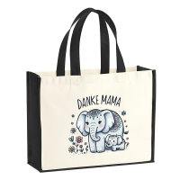 Jutetasche Danke Mama Elefanten 21 Liter Black