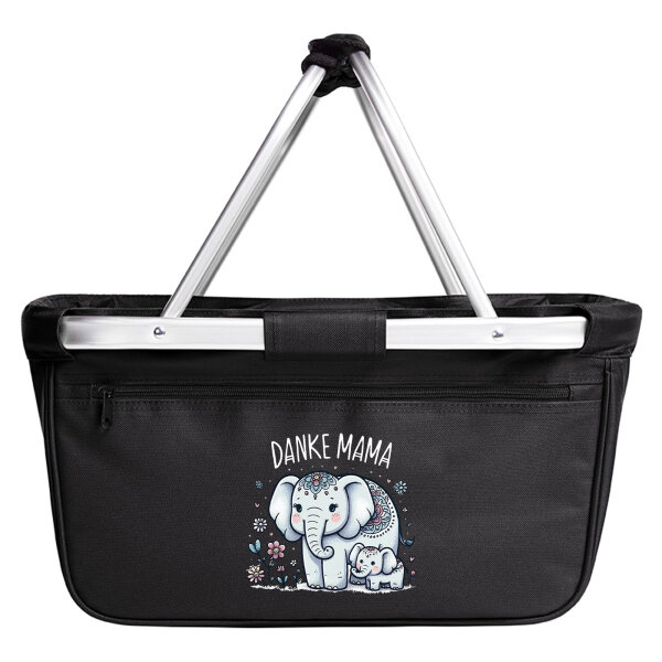 Einkaufskorb faltbar Danke Mama Elefanten 20 Liter Black