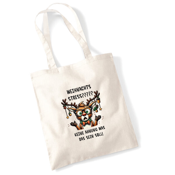 Jutebeutel Weihnachtsstress Rentier 10 Liter