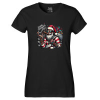 Damen T-Shirt Cooler Weihnachtsmann Merry Christmas