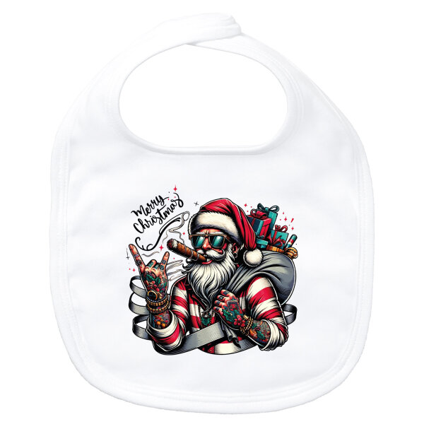 Baby Lätzchen Cooler Weihnachtsmann Merry Christmas Klettverschluss