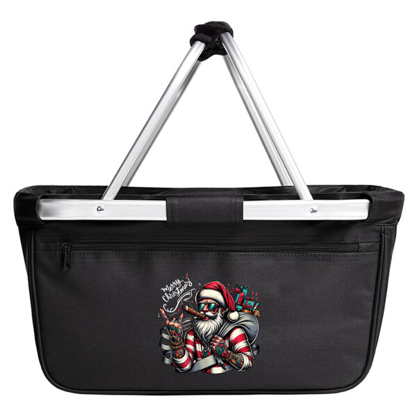 Einkaufskorb faltbar Cooler Weihnachtsmann Merry Christmas 20 Liter Black