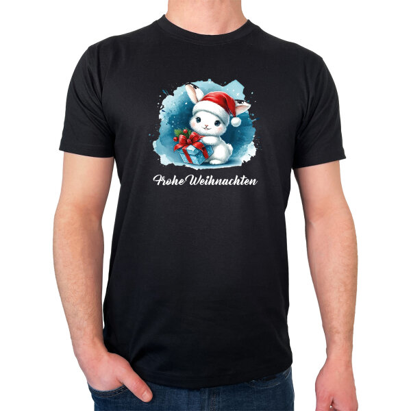 Herren T-Shirt Süßer Hase Frohe Weihnachten