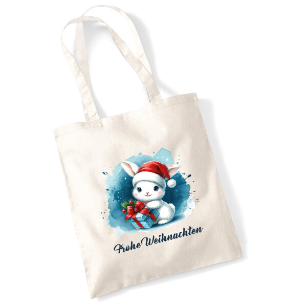 Jutebeutel Süßer Hase Frohe Weihnachten 10 Liter
