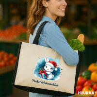 Jutetasche Süßer Hase Frohe Weihnachten 21 Liter Black