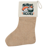 Weihnachtsstrumpf Sushi Buddies Sushirollen Beige Jute