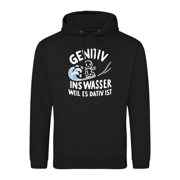 Unisex Hoodie Genitiv ins Wasser Dativ ist