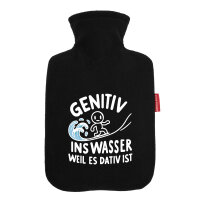 Wärmflasche Genitiv ins Wasser Dativ ist