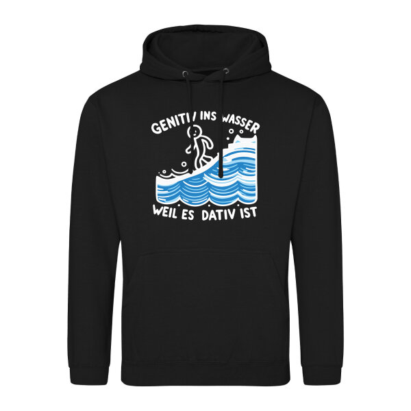 Unisex Hoodie Genitiv ins Wasser Dativ ist