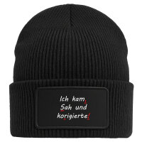 Beanie mit Patch Kam Sah und korigierte Korrektur Black