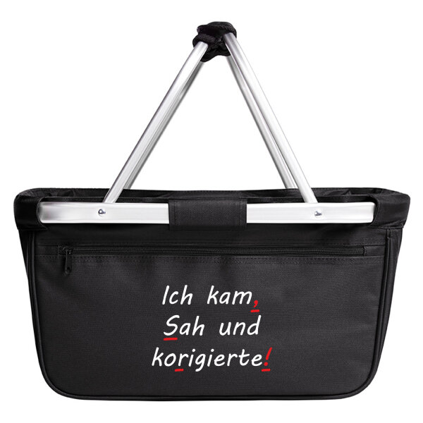 Einkaufskorb faltbar Kam Sah und korigierte Korrektur 20 Liter Black