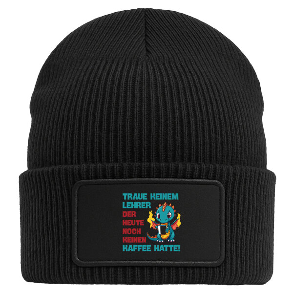 Beanie mit Patch Lehrer trauen noch keinen Kaffee hatte Black