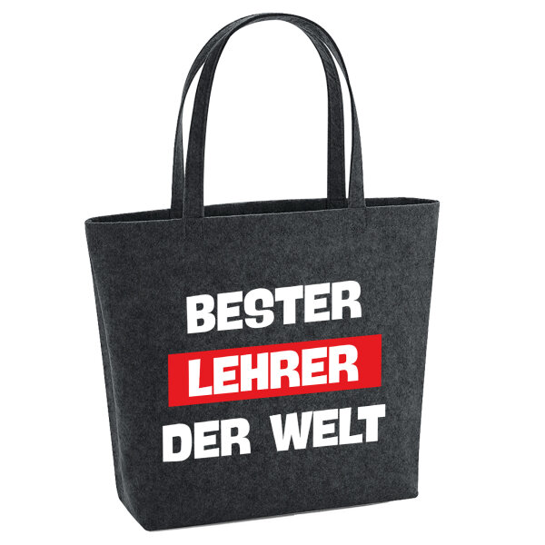 Filz Shopper Bester Lehrer der Welt 22 Liter
