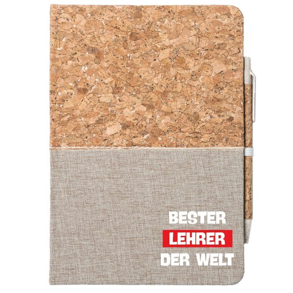 Notizbuch A5 Bester Lehrer der Welt 80 Blatt inkl. Kugelschreiber