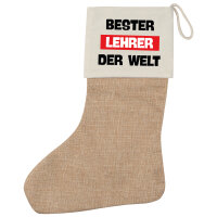 Weihnachtsstrumpf Bester Lehrer der Welt Beige Jute