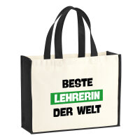 Jutetasche Beste Lehrerin der Welt 21 Liter Black