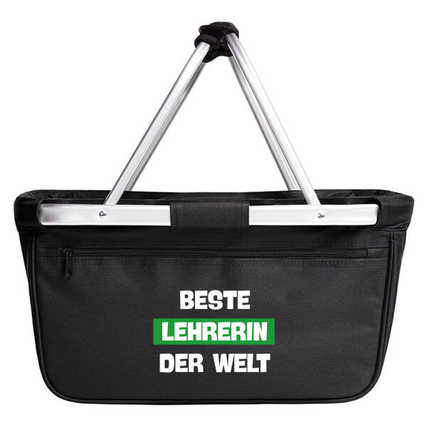 Einkaufskorb faltbar Beste Lehrerin der Welt 20 Liter Black