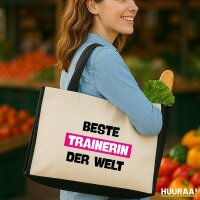 Jutetasche Beste Trainerin der Welt 21 Liter Black