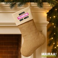 Weihnachtsstrumpf Beste Trainerin der Welt Beige Jute