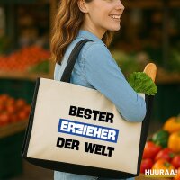 Jutetasche Bester Erzieher der Welt 21 Liter Black
