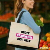 Jutetasche Beste Erzieherin der Welt 21 Liter Black
