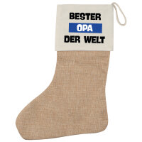 Weihnachtsstrumpf Bester Opa der Welt Beige Jute