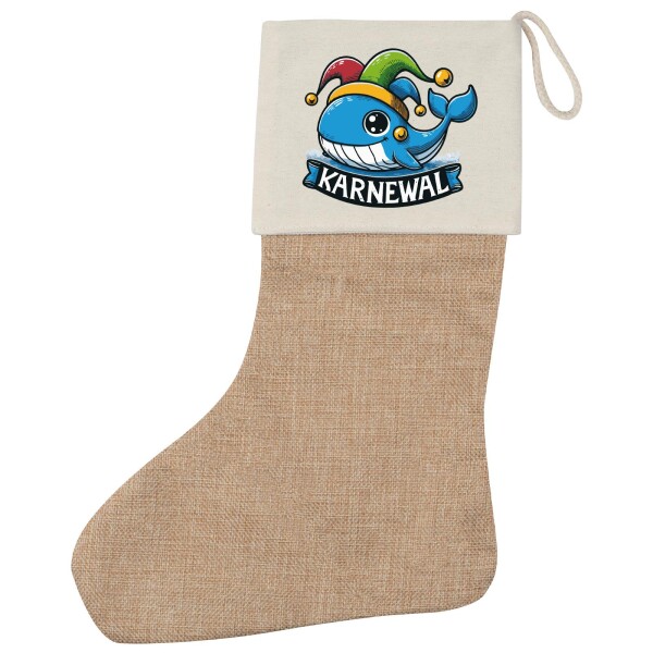 Weihnachtsstrumpf Karnewal Karneval Wal Beige Jute