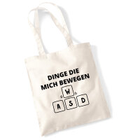 Jutebeutel Dinge die mich bewegen Tastatur W A S D 10 Liter