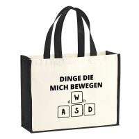 Jutetasche Dinge die mich bewegen Tastatur W A S D 21...