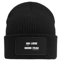 Beanie mit Patch Liebe es wenn meine Frau mich zocken...