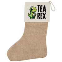 Weihnachtsstrumpf Tea Rex Dinosaurier Beige Jute