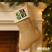 Weihnachtsstrumpf Tea Rex Dinosaurier Beige Jute