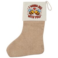 Weihnachtsstrumpf Wanna Bee with you. Bienen Beige Jute
