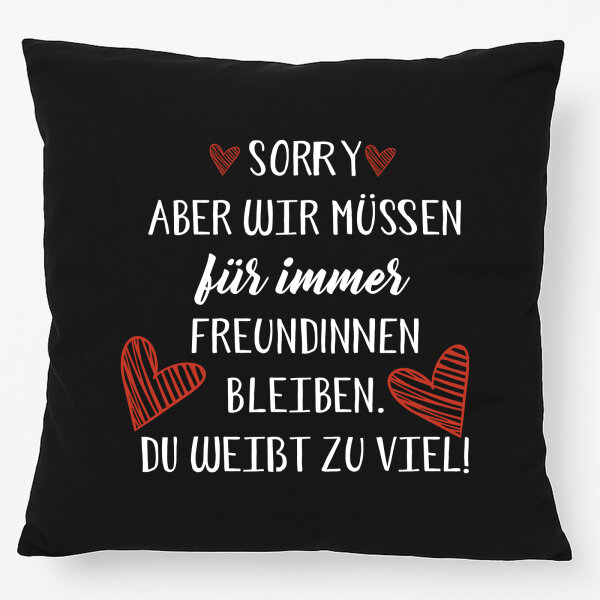 Kissen Du weißt zu viel. Müssen für immer Freunde bleiben. 40x40cm