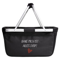 Einkaufskorb faltbar Ohne mich ist alles doof 20 Liter Black