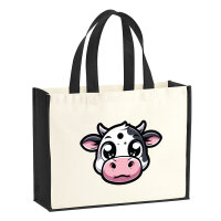 Jutetasche Comic Kuh K&auml;lbchen 21 Liter Black