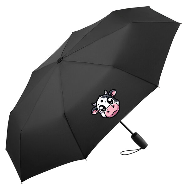 Regenschirm Comic Kuh Kälbchen 98cm Schwarz