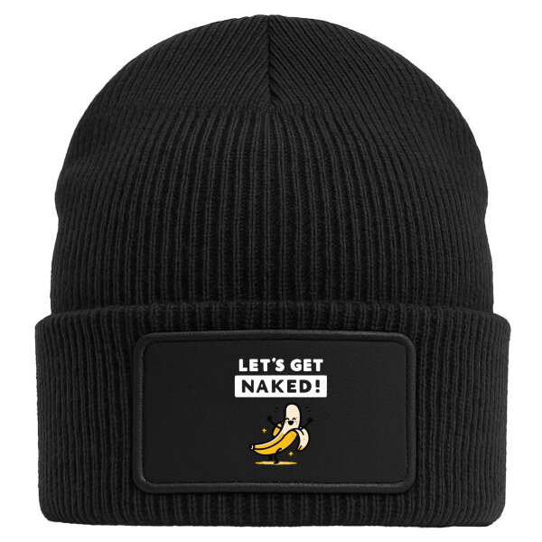 Beanie mit Patch Let´s get naked Banane Black