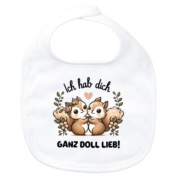 Baby Lätzchen Ich hab dich ganz doll lieb Einchhörnchen Klettverschluss