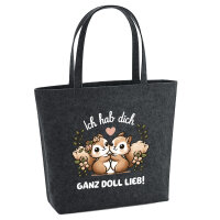 Filz Shopper Ich hab dich ganz doll lieb Einchhörnchen 22 Liter